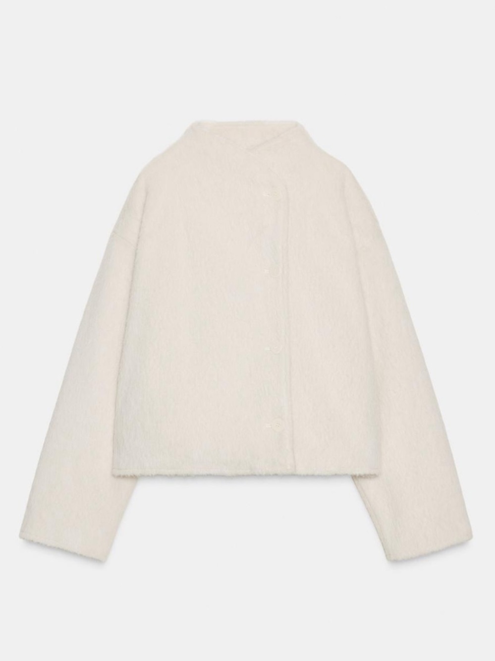 ZARA CROSSOVER FAUX FUR JACKET ECRU OFF WHITE 1255/884/712 XS-S SMALL